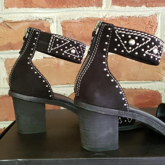 Frye Brielle Deco Studded Back Zip Suede Sandals - Picture 6 of 8